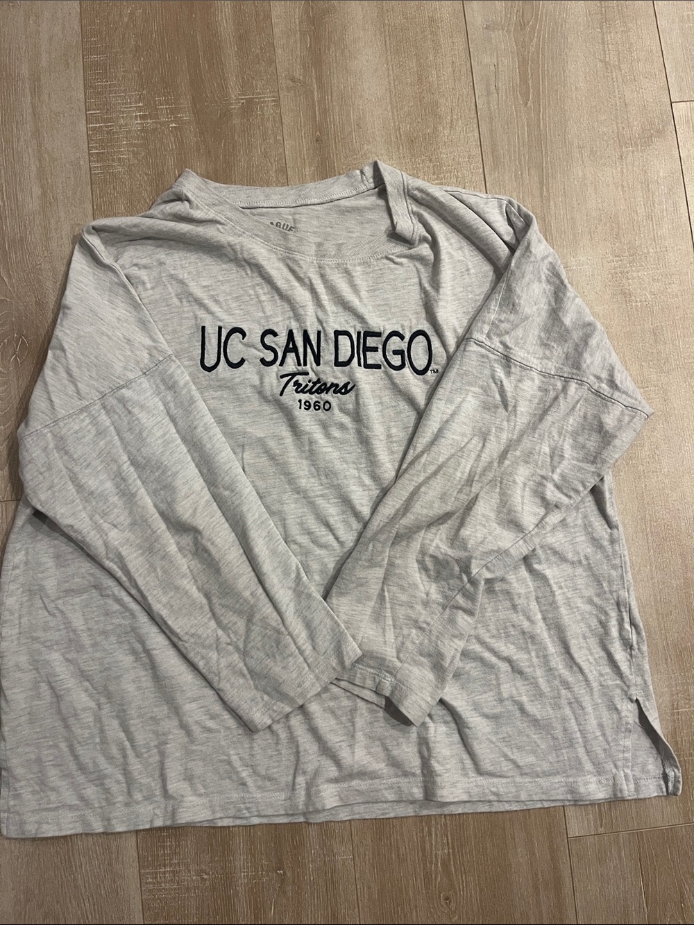 League UC San Diego Gray Long Sleeve Tee with Navy Print